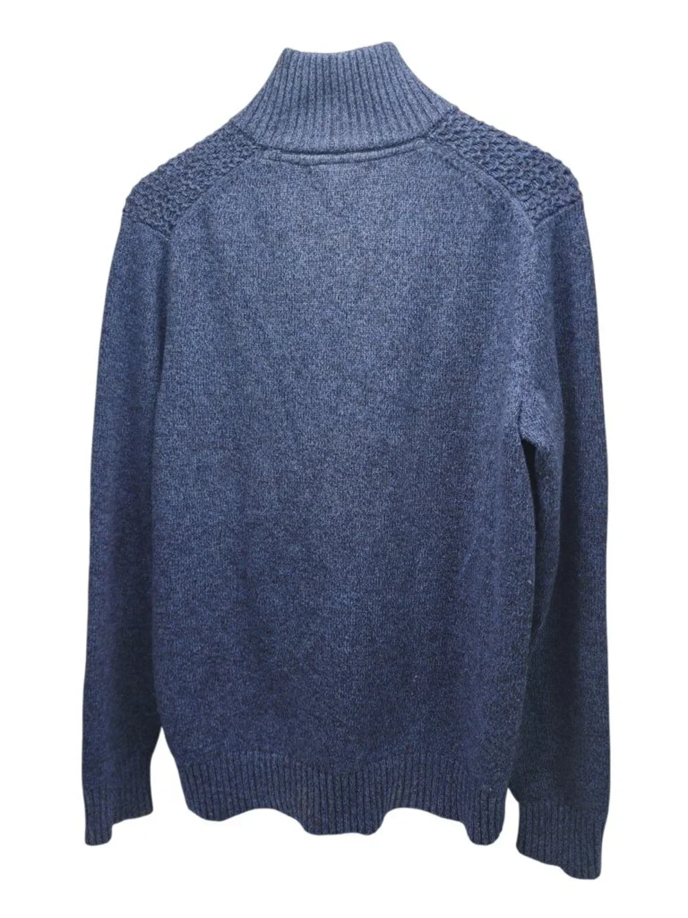 Banana Republic Marled Waffle Knit Wool Blend Mock Neck Sweater Medium Tall Blue